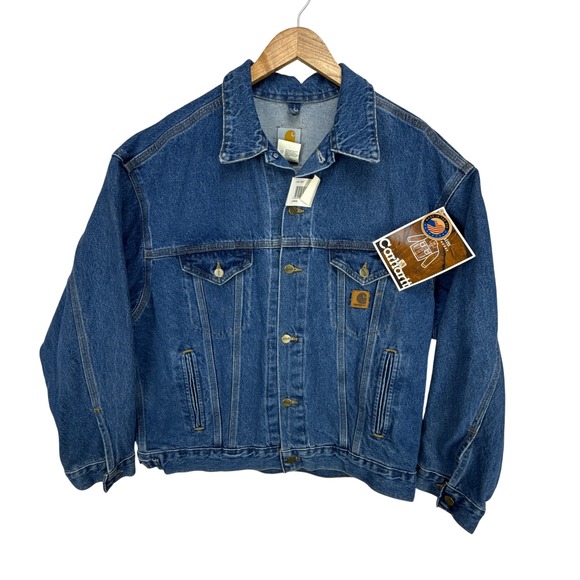 Carhartt Denim Trucker Jacket Unlined‎ Mens Large J12 DST Darkstone NWT - Picture 1 of 16